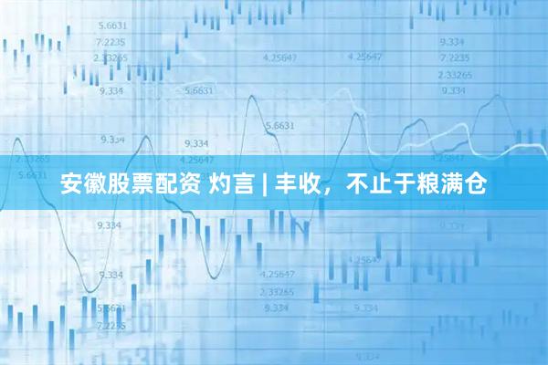 安徽股票配资 灼言 | 丰收，不止于粮满仓